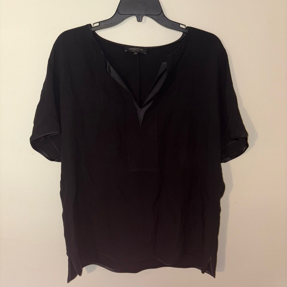 Lafayette 148 New York Silk Blouse Top Size Large